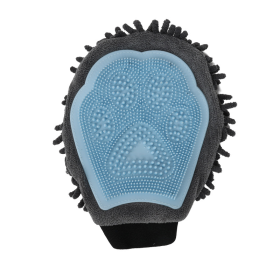 Pet Bathing Brush 2-in-1 Grooming Glove Elegant Dog Grooming Tool For Brushing, Massaging, And Drying Pet Grooming Kit For Dog Cat (Color: Blue)